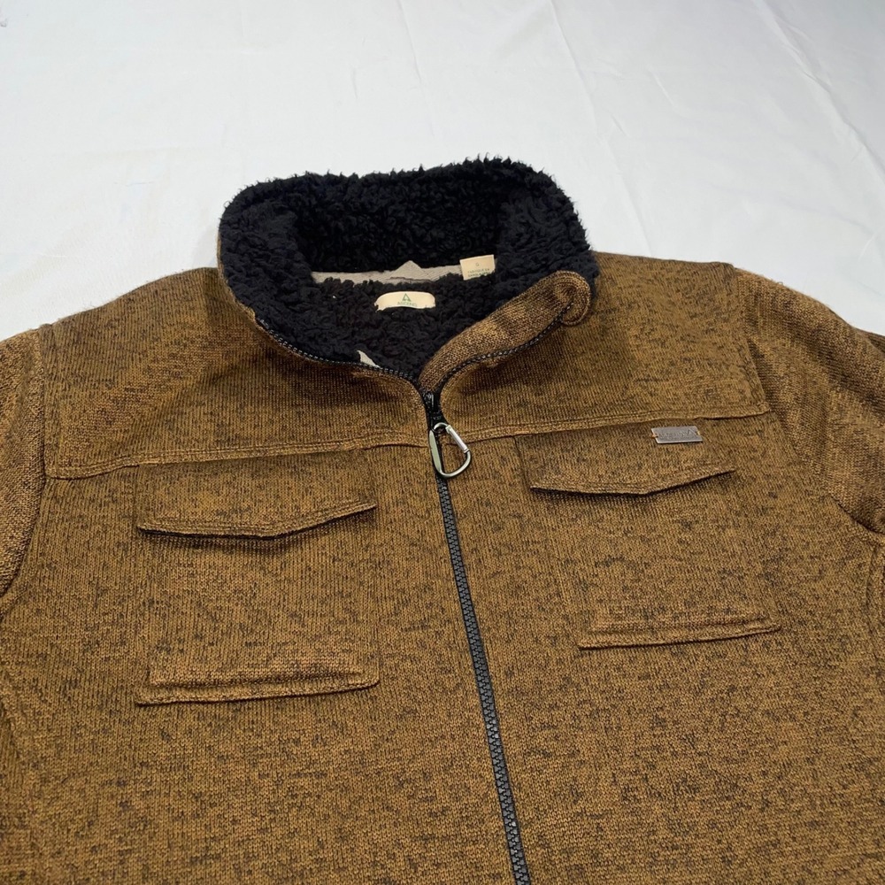 Ascend Mens Brown Heathered Sweater Fleece Sherpa Lined Full Zip Jacket Large